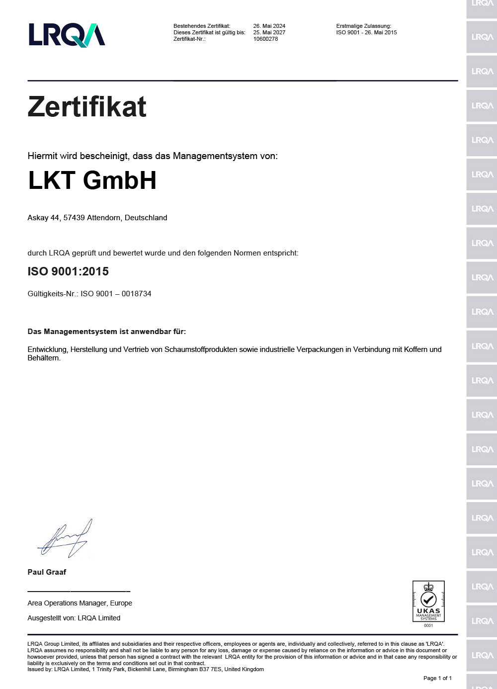 ISO 9001:2015 Zertifikat